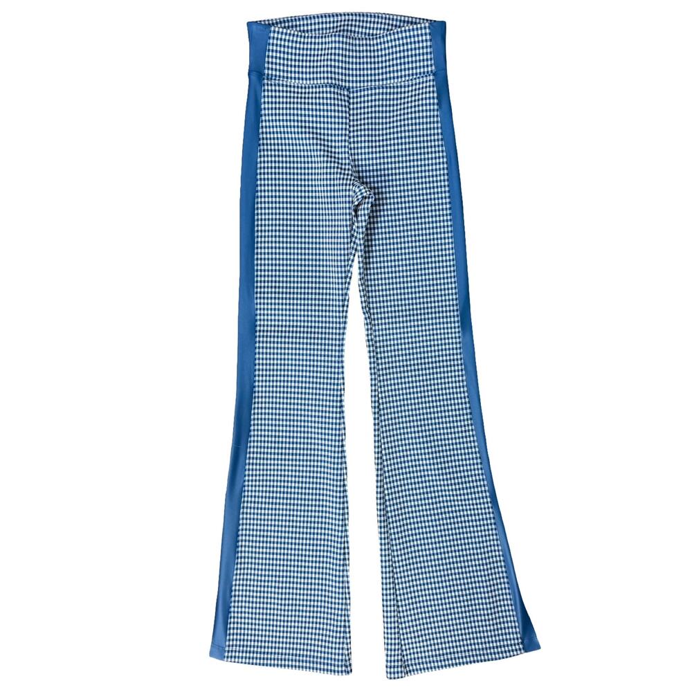 Koral Katylyn Redford Lapis Blue White Gingham High Rise Flare Pants size S